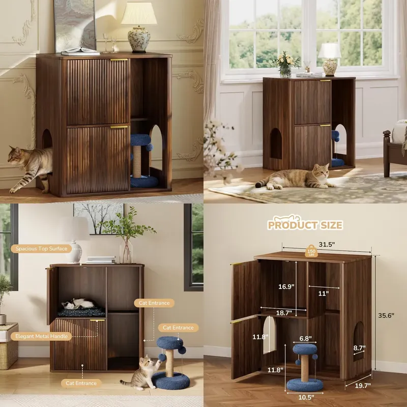 Cat Scratching Post - Vintage Multi-functional Pet Furniture with Enclosed