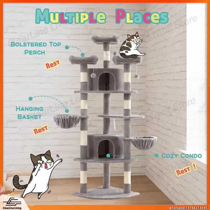 Fan-Shaped Corner Cat Tree 73i - Cat Scratching Post recension och pris