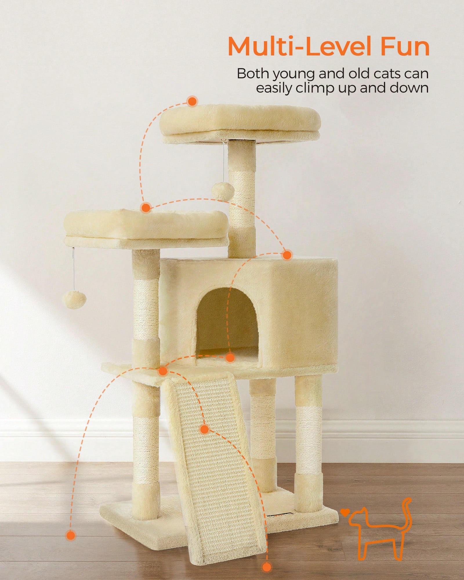 45.3IN Multi-Level Cat Tower f - Cat Scratching Post recension och pris