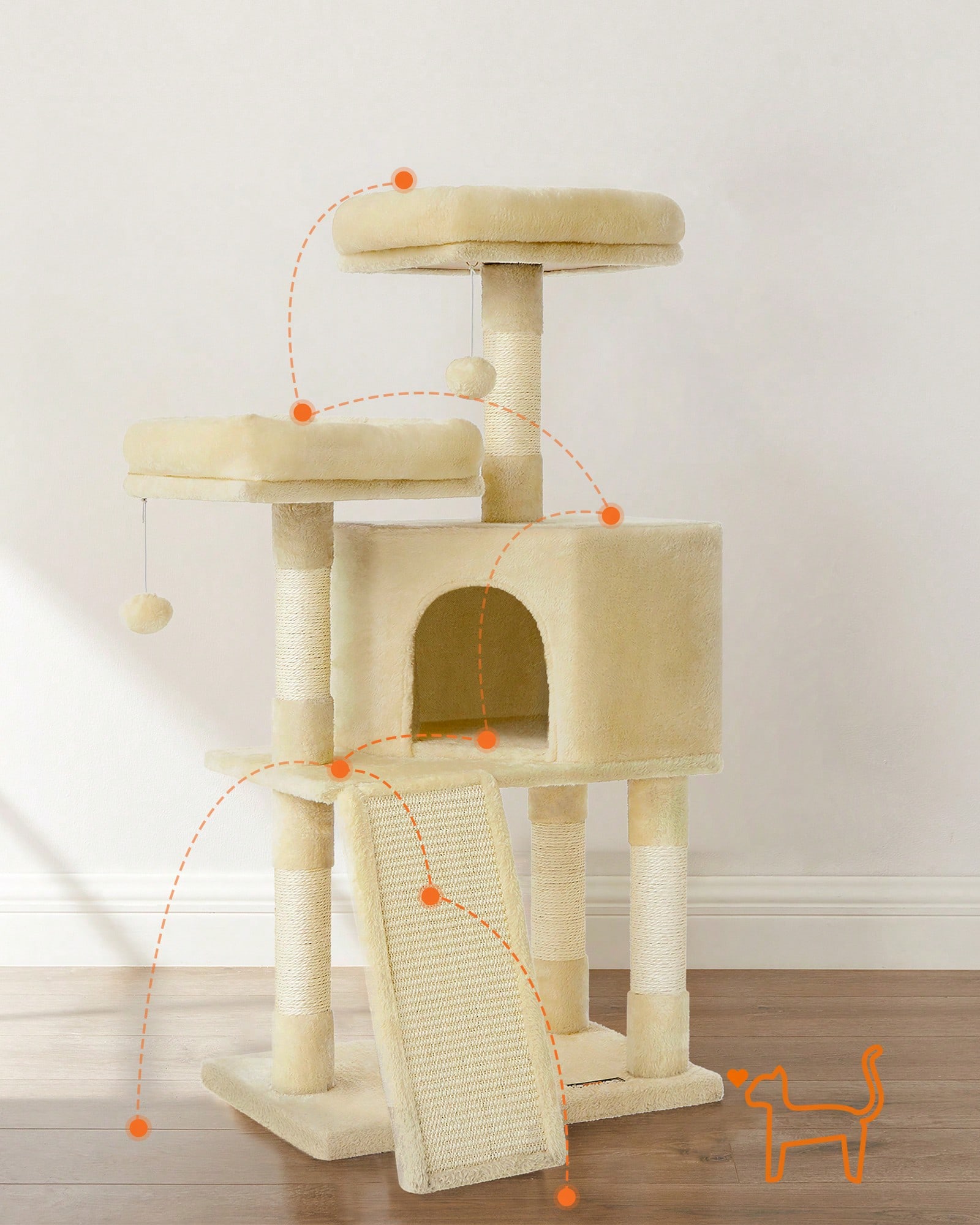45.3IN Multi-Level Cat Tower f - Cat Scratching Post recension och pris